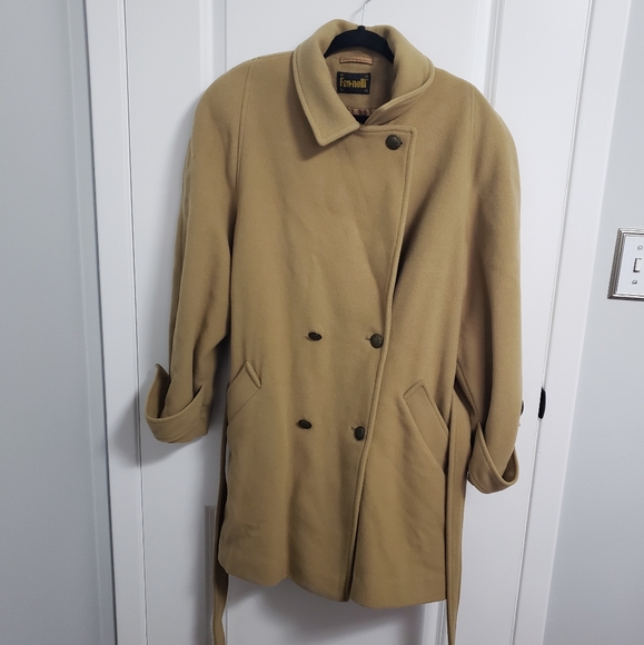 VINTAGE FENNLLI Brown Wool & Cashmere Belted Long Coat - Picture 5 of 16